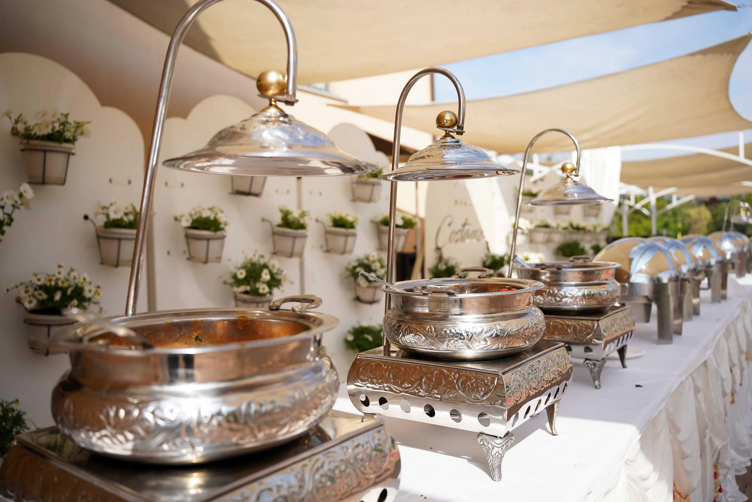 Elegant Indian buffet service arranged for a catered event